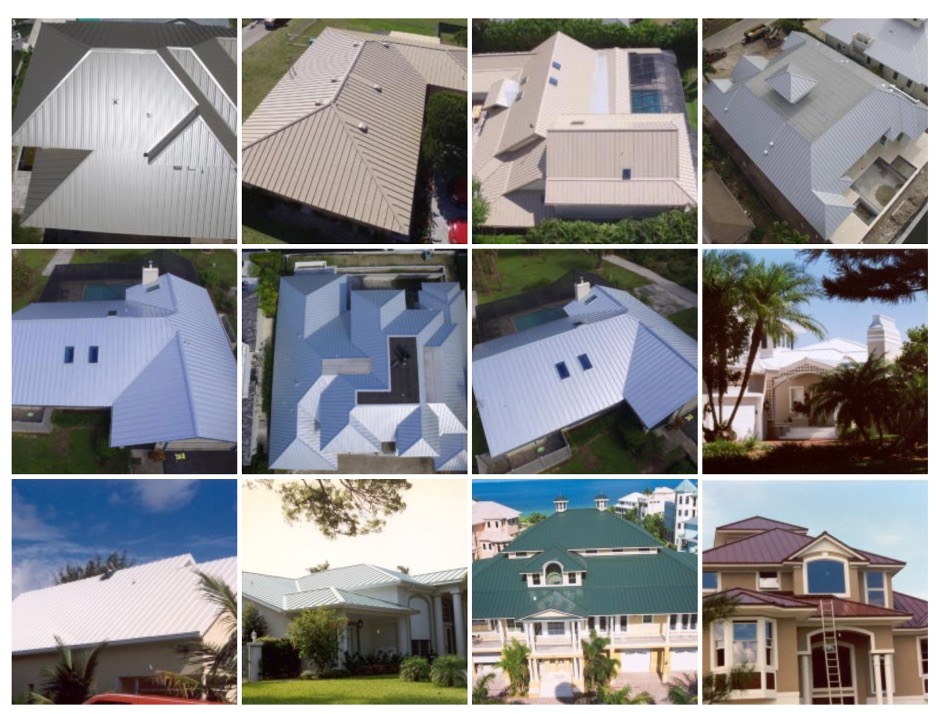Collage Of Residential Homes Featuring Different Styles And Colors Of Snap-Lock Metal Roofing Installations.